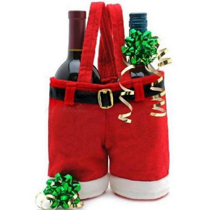 New Wool Fabric Merry Christmas Gifts Santa Pants Style Christmas Candy Gift Bag